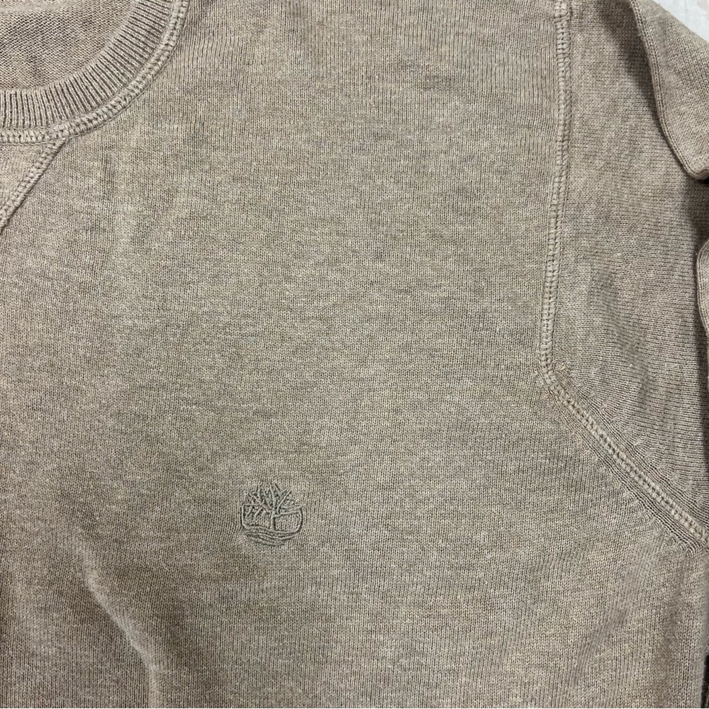 Timberland Men’s Tan Crewneck Sweatshirt Embroidered Logo Cotton Size XL - Picture 2 of 5